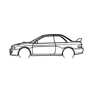 Ignite Laser Subaru 1999 Impreza WRX Silhouette Metal Wall Art Coated Black 47inch/120cm
