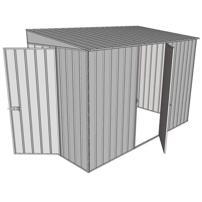 Build-a-Shed 1.5 x 3.0 x 2.0m Hinged Door Tunnel Shed with Hinged Side Door - Zinc