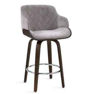 Artiss Grey Velvet Fabric Kitchen Bar Stool