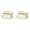 2x Butterie Plastic Flip Top Lid Butter Dish W/ Spreader White 22.9x14cm