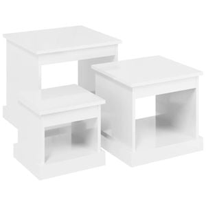 vidaXL Coffee Tables Side Sofa End Table 3 pcs High Gloss White