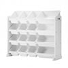 Oikiture 4-Tier Kids Toy Storage Box Bookshelf Display Rack White