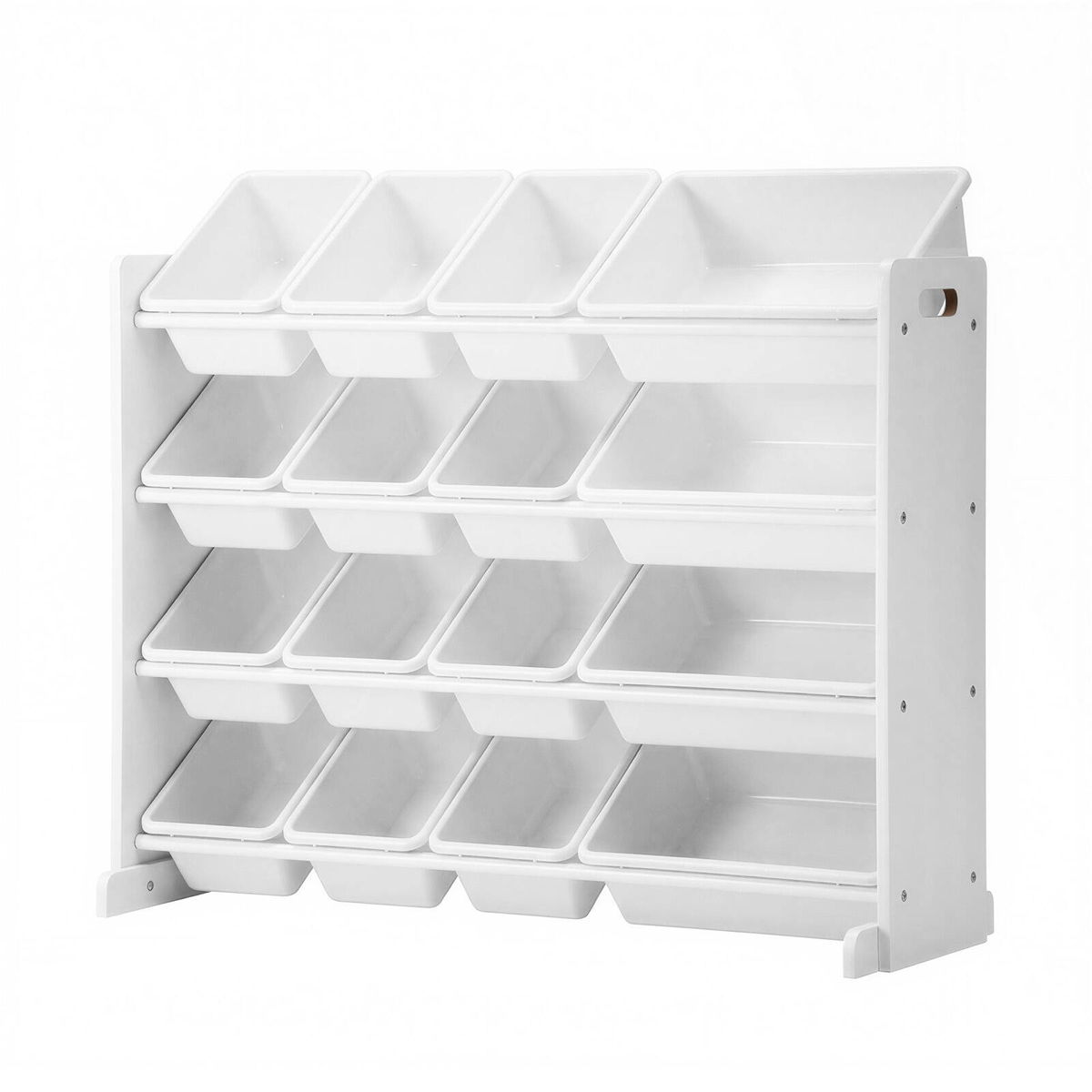 Oikiture 4-Tier Kids Toy Storage Box Bookshelf Display Rack White ...