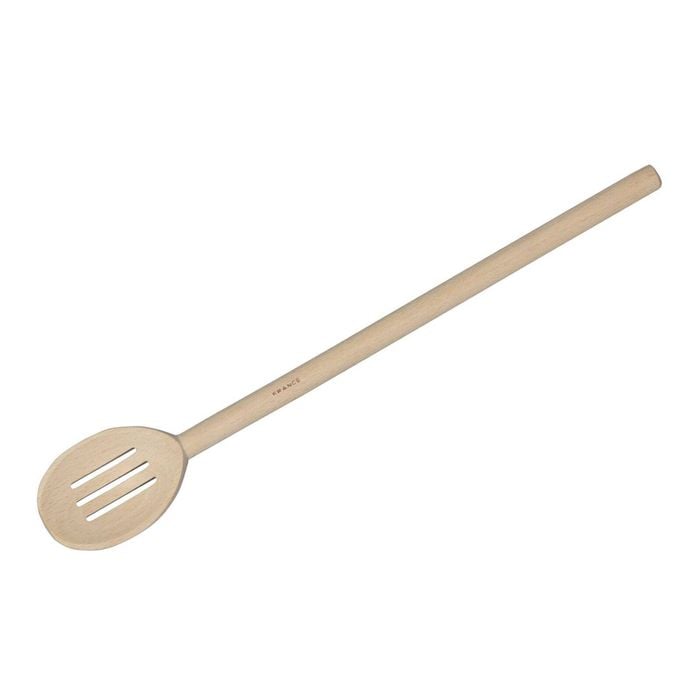 Euroline 35cm Wooden Slotted Spoon Cooking Utensil - Beige