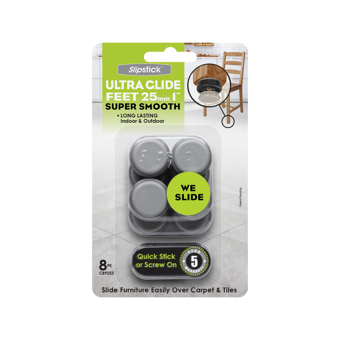 Slipstick 25mm Ultra Glide Super Smooth Feet - 8 Pack