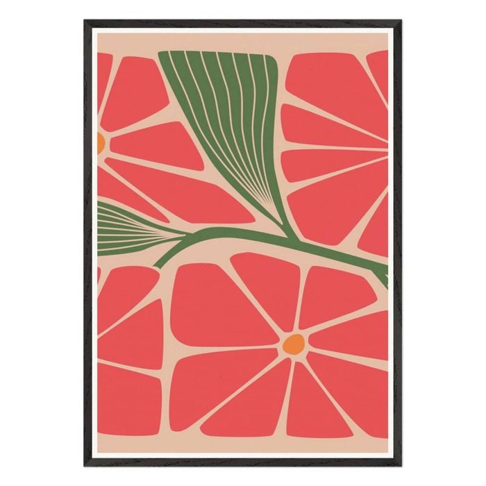 Galrie Stunning Modern Floral Art Print by Steve Simpson - Abstract Flower Design, Black Frame, A3 30 x 42cm (12 x 16inch)