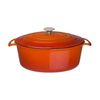 Vogue Casserole Dish Oval Orange 6ltr Cast Iron Cookware
