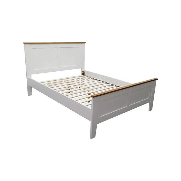 Lobelia Bed Frame Double Size Mattress Base Solid Rubber Timber Wood - White