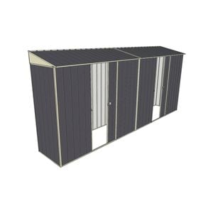 Build-a-Shed 0.8 x 4.5 x 2m Skillion Dual Single Sliding Side Doors Shed - Grey