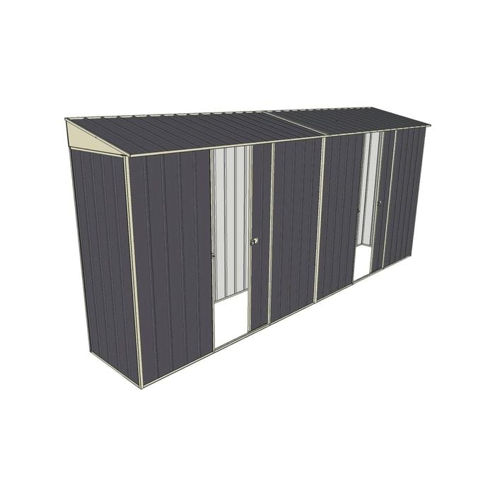 Build-a-Shed 0.8 x 4.5 x 2m Skillion Dual Single Sliding Side Doors Shed - Grey