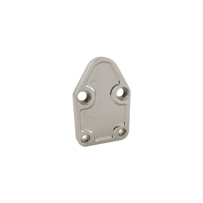 Fuel Pump Block Off Plate Small Block Chev Clear Anodised Billet Aluminium