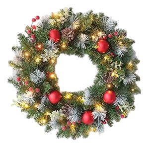 Lifebay Pre-Lit Christmas Wreath with LED Lights