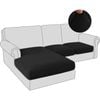 Smarcute 3 Pieces Sectional Sofa Couch L-shape Lounge Cushion Seat Cover Black (2 Seater + Chaise)
