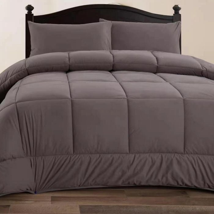 Ramesses Mirco Flannel Comforter Set Printing/Solid-Charcoal