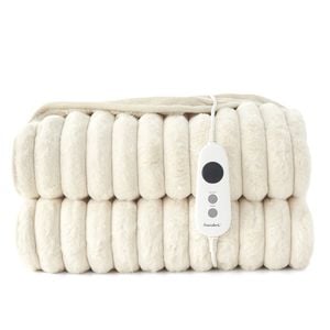 Dreamaker Cirra Chunky Embossed Fleece Heated Throw Natural 180 X 200cm | Overheat Protection & Washable