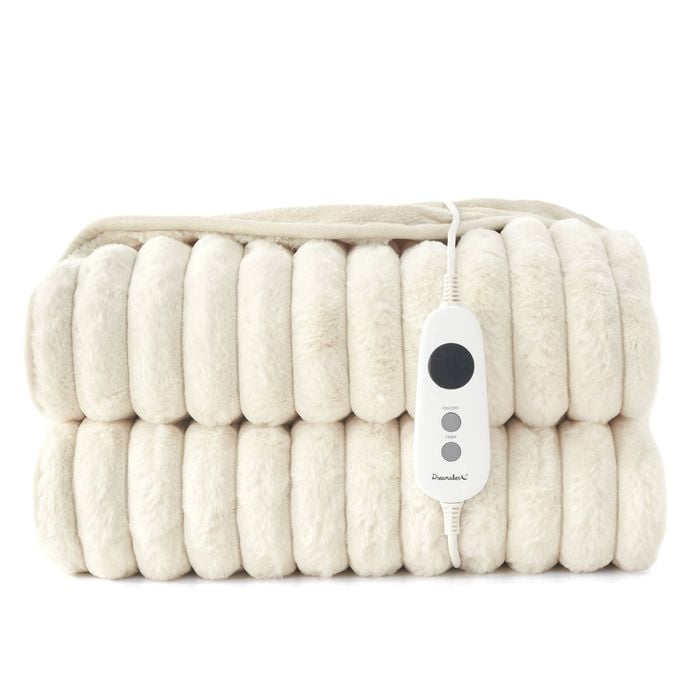 Dreamaker Cirra Chunky Embossed Fleece Heated Throw Natural 180 X 200cm | Overheat Protection & Washable