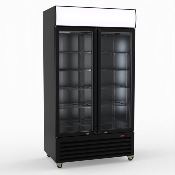 Thermaster 1000L Colourbond Upright Beverage Fridge 2 Doors Black LG-1000BP