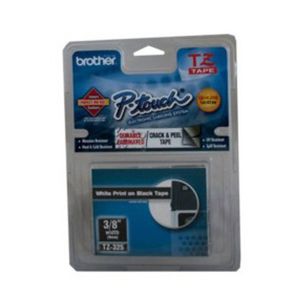 Brother Tze-325 / 9mm White Text On Black Laminated Labelling Tape - 8 Metres