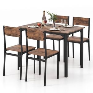 Costway 5pcs Dining Table Chairs Set Kitchen Furniture Rustic Brown