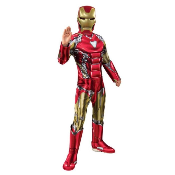 Marvel Avengers Iron Man Deluxe Kids Halloween Costume with Armour and Full Face Mask – Red & Gold Colour, 6-8 Years