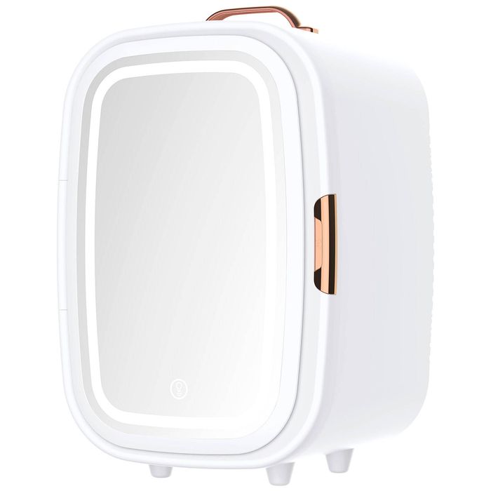 YOPOWER Mini Fridge 8L with Dimmable LED Light Mirror White