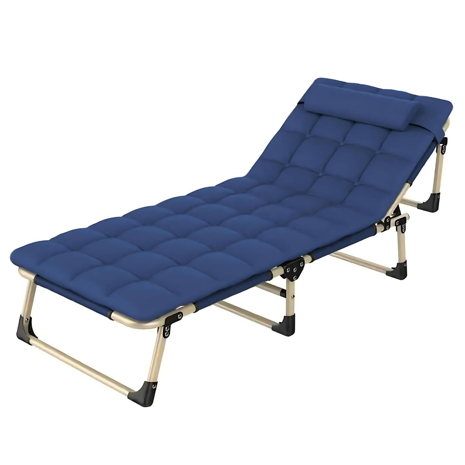 KILIROO Adjustable Portable Folding Bed with Mattress and Headrest Blue Bunnings Australia