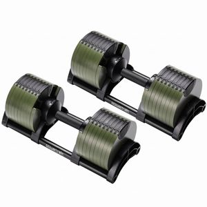 Powertrain Eon 90kg Adjustable Dumbbells Pair (2x 45kg) Quick Dial Strength Training Free Weights for Home Gym, Green