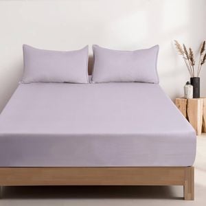 CleverPolly Vintage Washed Microfibre Fitted Sheet Set with Matching Pillowcases (Eucalypt, Single)