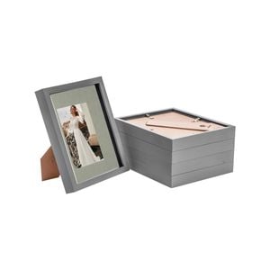 Nicola Spring Acrylic 3D Box Photo Frame with 4" x 6" Mount - 8" x 10"  - Grey - Pack of 5