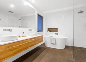 New bathroom renovation with new shower and tiling