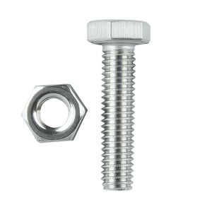 Pinnacle M6 x 25mm Stainless Steel Hex Bolt And Nut - 10 Pack