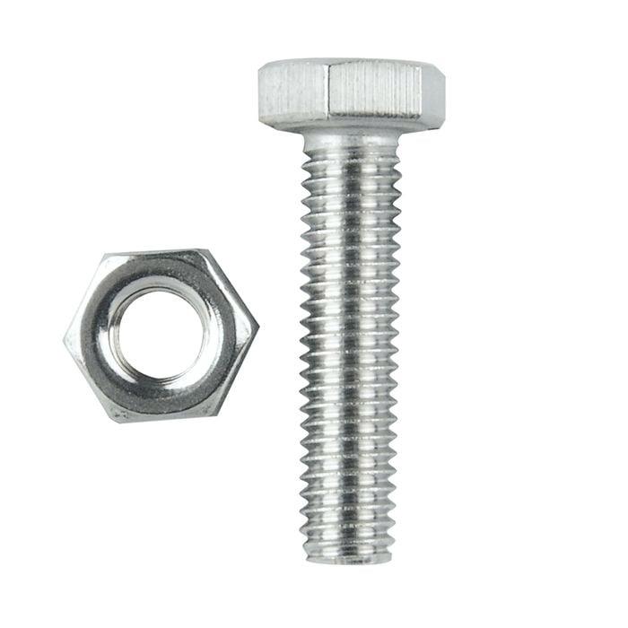Pinnacle M6 x 25mm Stainless Steel Hex Bolt And Nut - 10 Pack