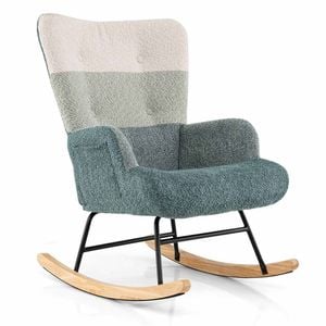 Costway Nursery Rocking Chair Boucle Fabric Upholstered Glider Rocker