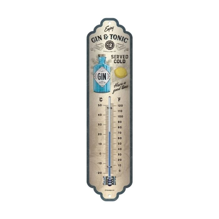 Nostalgic-art Vintage/retro Wall Thermometer Gin And Tonic Served Cold 28x6.5cm