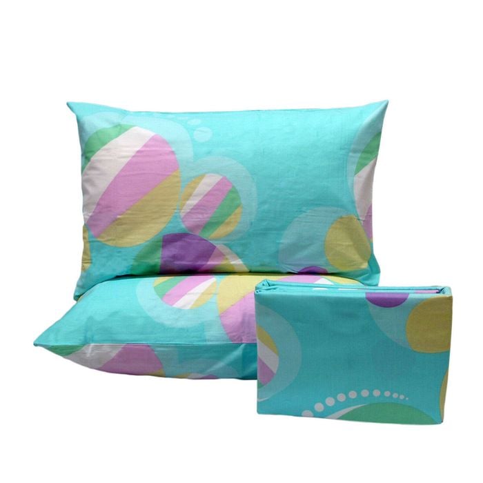 Luna Pure Cotton Bubbles Aqua Quilt Cover Set Queen