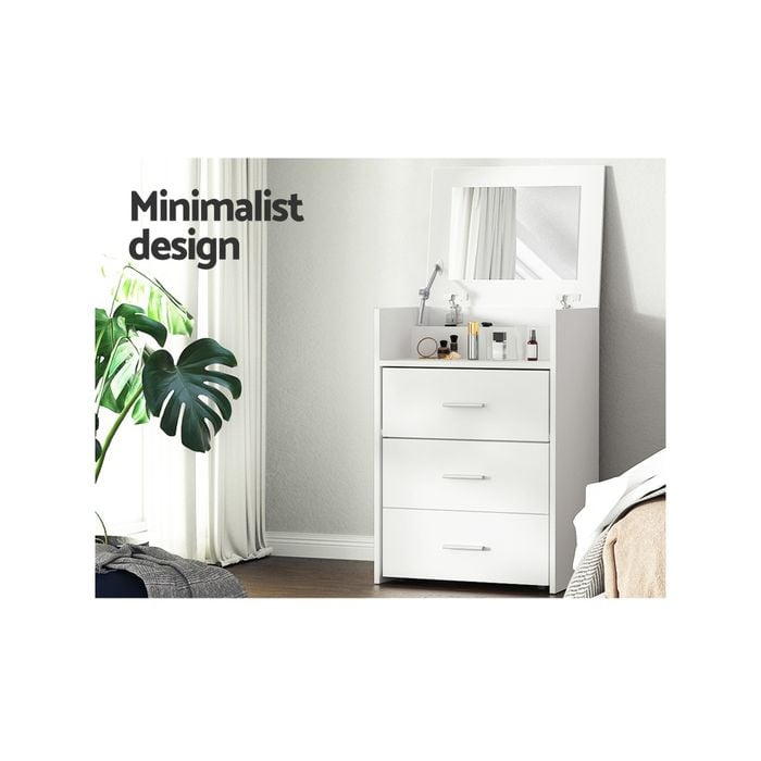 Artiss Dressing Table Bedside Tables 2-in-1 Set Hidden Makeup Mirror Storage Drawers