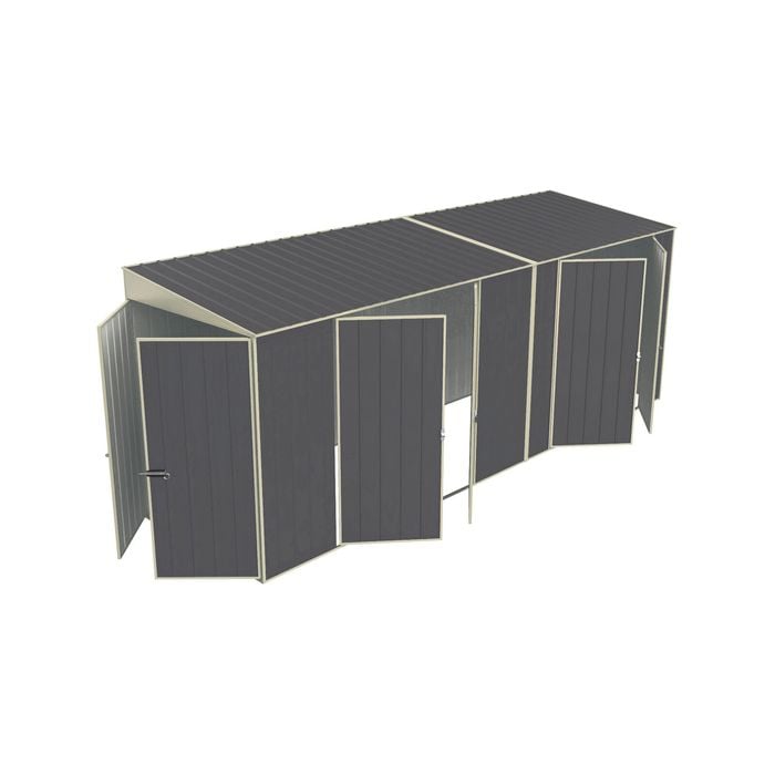 Build-a-Shed 1.5 x 5.2 x 2.0m Skillion Double Plus Double Hinged Side Doors Shed - Grey
