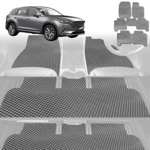 6D Diamond Car Floor Mats for Mazda CX-9 2016-Current-Ultimate Set-Grey-Outback GT