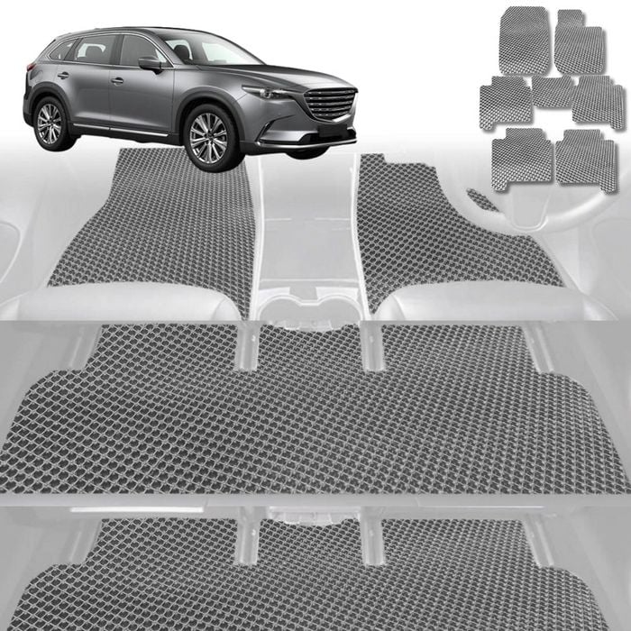 6D Diamond Car Floor Mats for Mazda CX-9 2016-Current-Ultimate Set-Grey-Outback GT