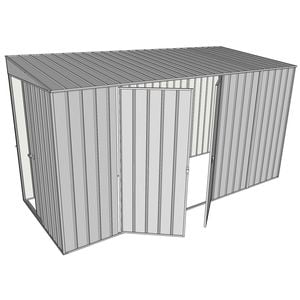 Build-a-Shed 1.5 x 3.7 x 2m Double Hinged Side Doors Skillion Shed - Zinc