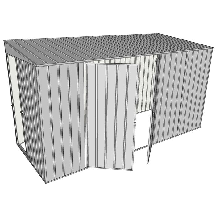 Build-a-Shed 1.5 x 3.7 x 2m Double Hinged Side Doors Skillion Shed - Zinc