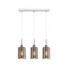 CLA Lighting ESPEJO1 Interior Iron & Chrome Glass with Line Effect Oblong Pendant Light- 3 lits Straight