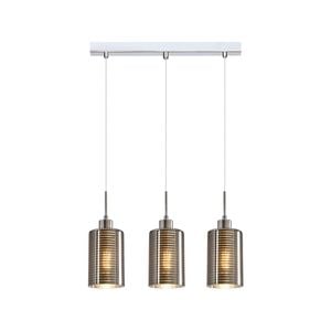 CLA Lighting ESPEJO1 Interior Iron & Chrome Glass with Line Effect Oblong Pendant Light- 3 lits Straight