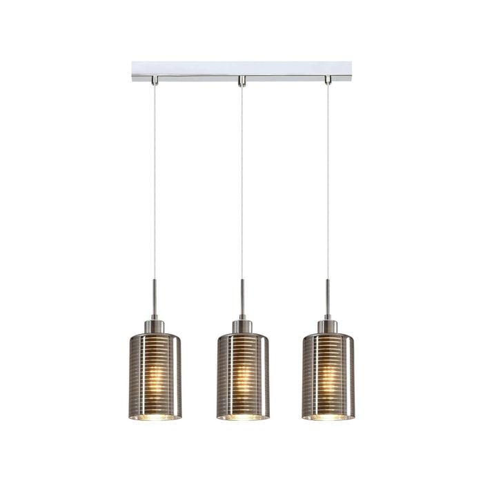 CLA Lighting ESPEJO1 Interior Iron & Chrome Glass with Line Effect Oblong Pendant Light- 3 lits Straight