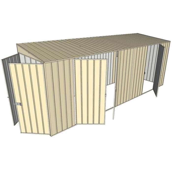 Build-a-Shed 1.5 x 5.2 x 2m Double and Single Hinged Side Door Skillion Shed - Cream
