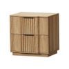 Oikiture Bedside Table 2 Drawers Storage Nightstand Side End Table Natural
