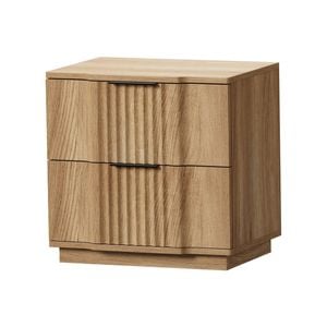 Oikiture Bedside Table 2 Drawers Storage Nightstand Side End Table Natural