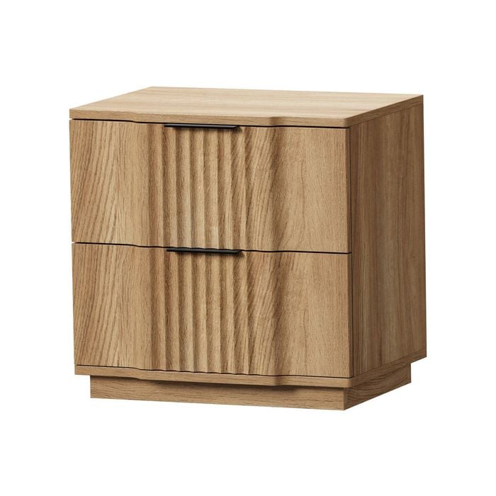 Oikiture Bedside Table 2 Drawers Storage Nightstand Side End Table Natural