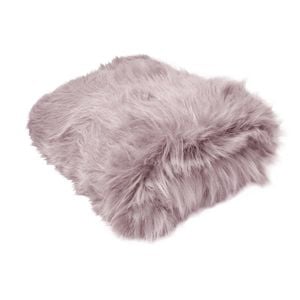 Radisson Angora Dusty Pink Luxury Long Hair Faux Fur Throw Rug 127 x 152 cm