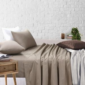 Amsons Sheet Set - Single Fitted & Flat Sheet With Pillowcases - Beige